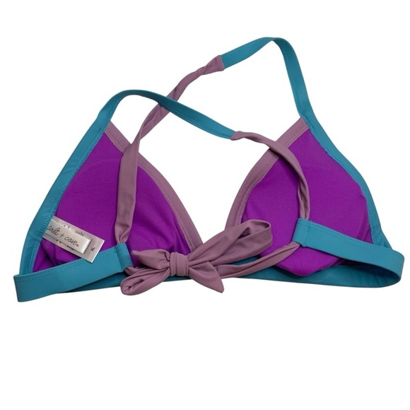 Salt + Cove Contrast-Trim Triangle Bikini Top & Contrast Bikini Bottoms XL New - Picture 4 of 9